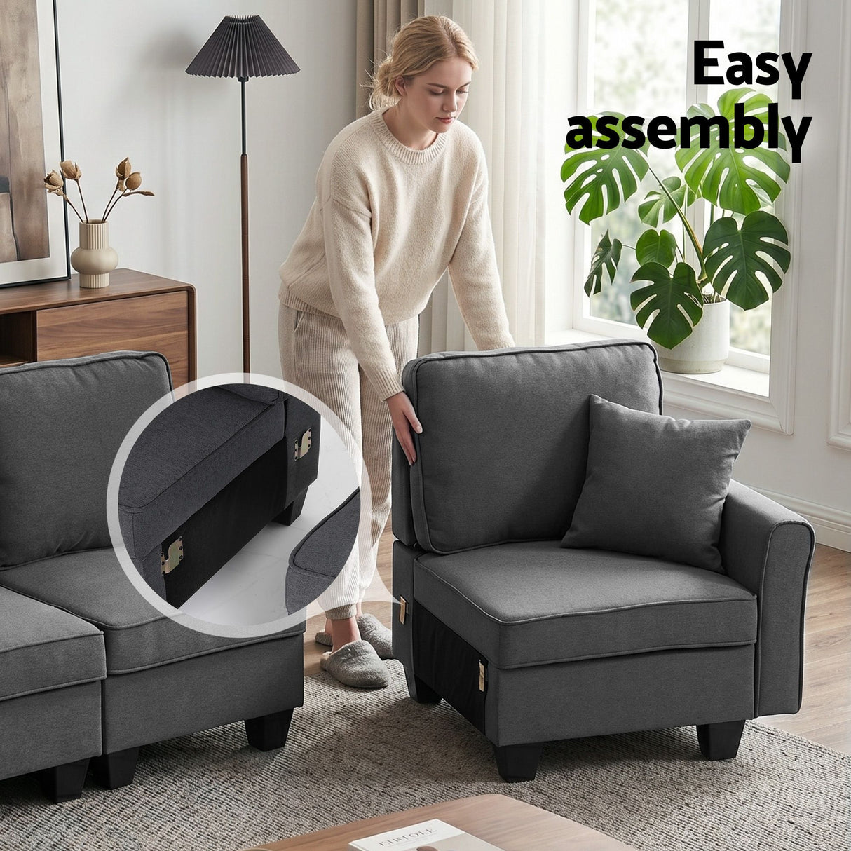 Llafranc 6 Seater Sectional Sofa, Grey
