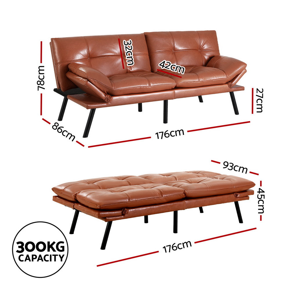 Alcanar 3 Seater Sofa Bed, Brown
