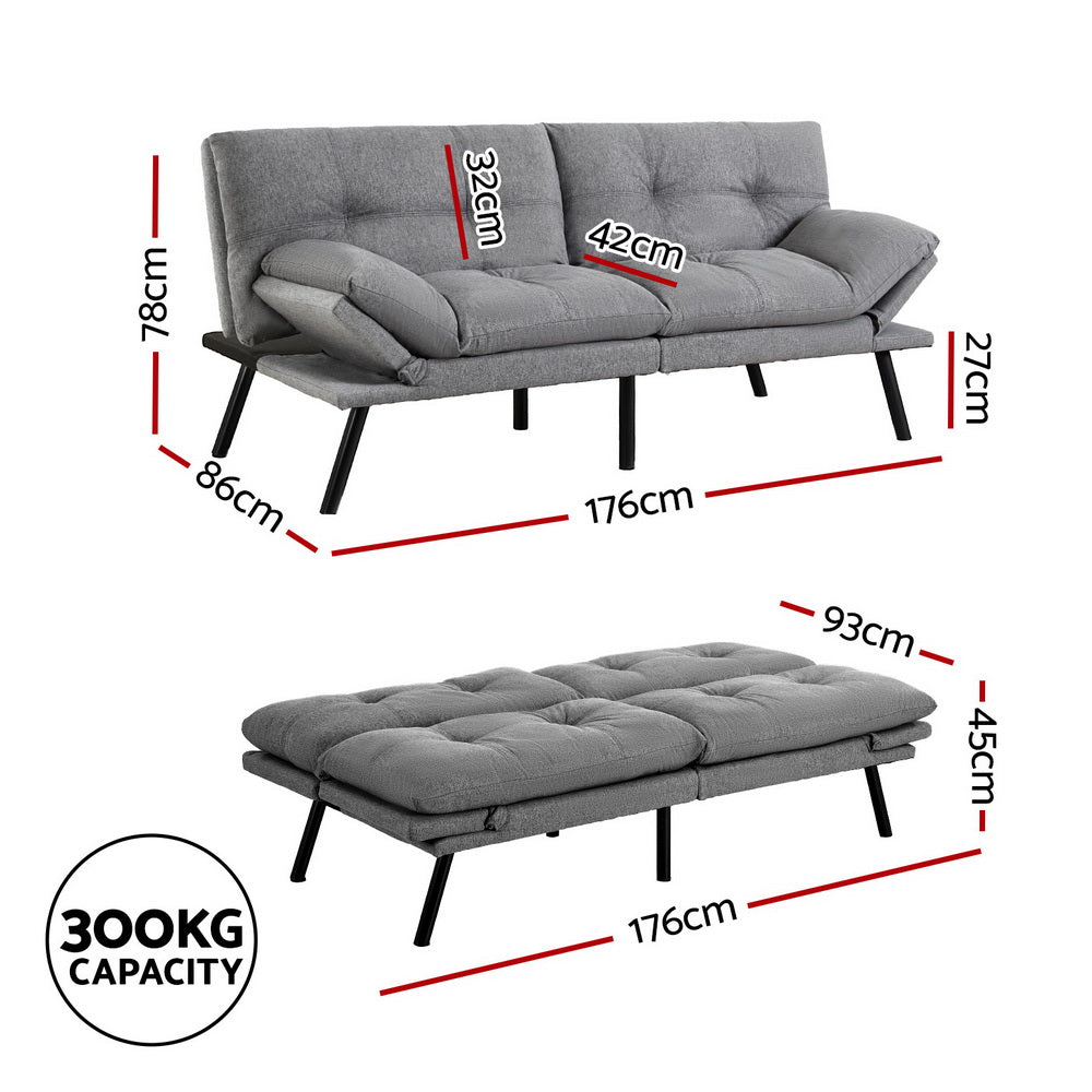 Alcanar 3 Seater Sofa Bed, Grey
