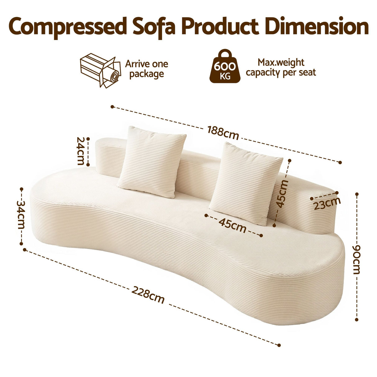 Tavernes 4 Seater Modular Sofa, White