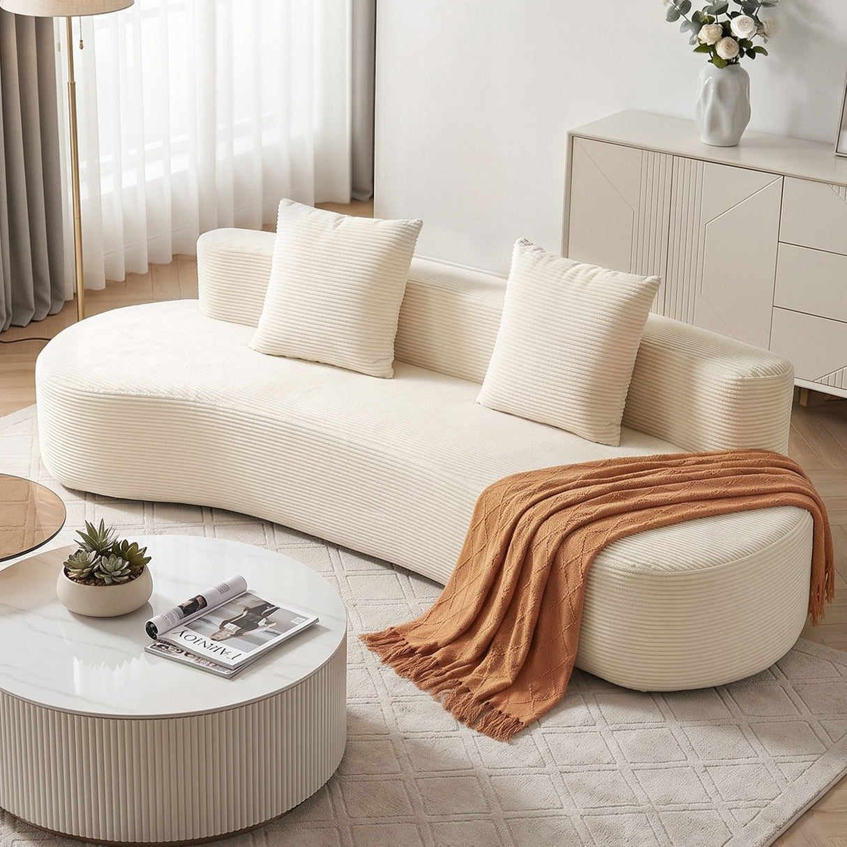 Tavernes 4 Seater Modular Sofa, White