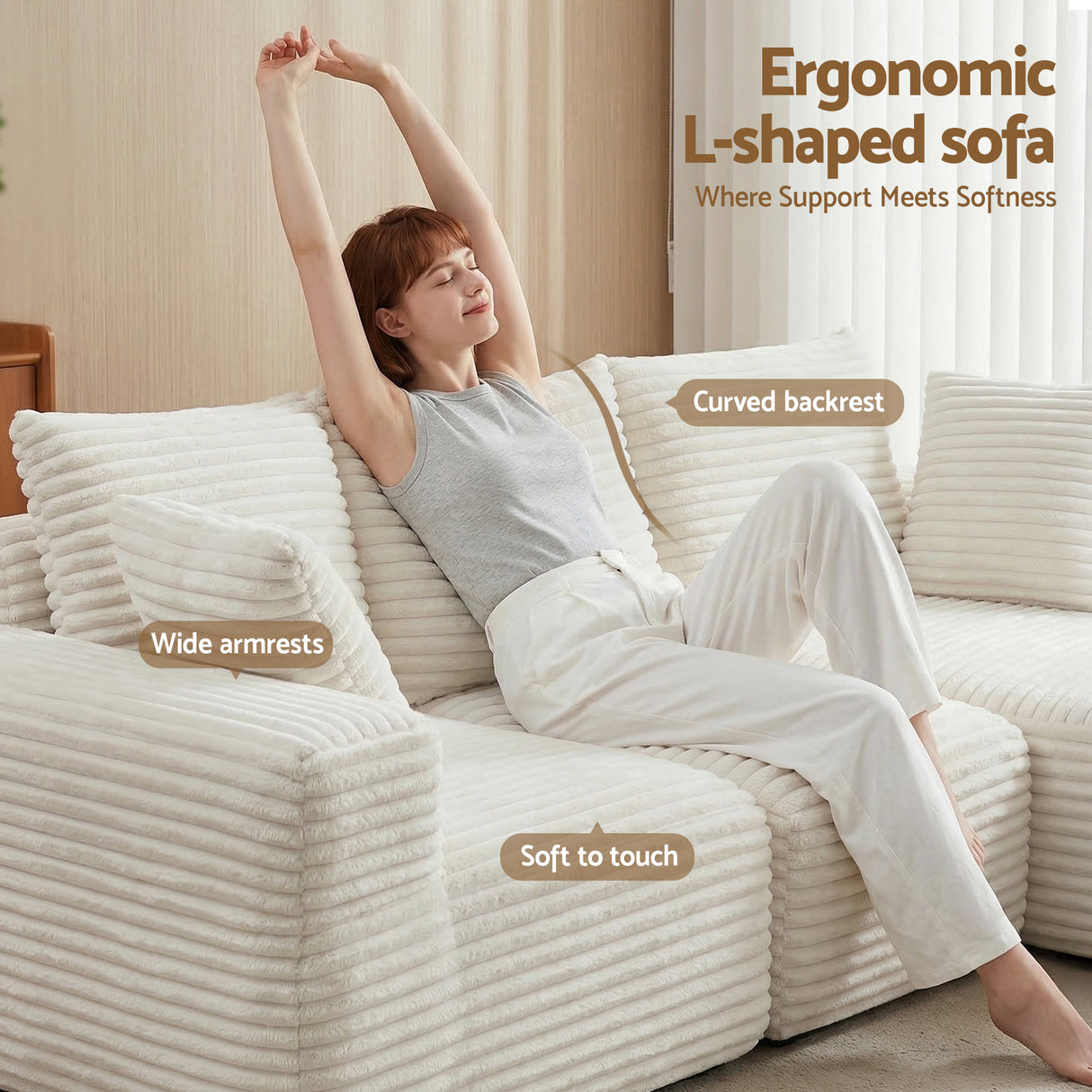 Tavernes 3 Seater Modular Sofa, White