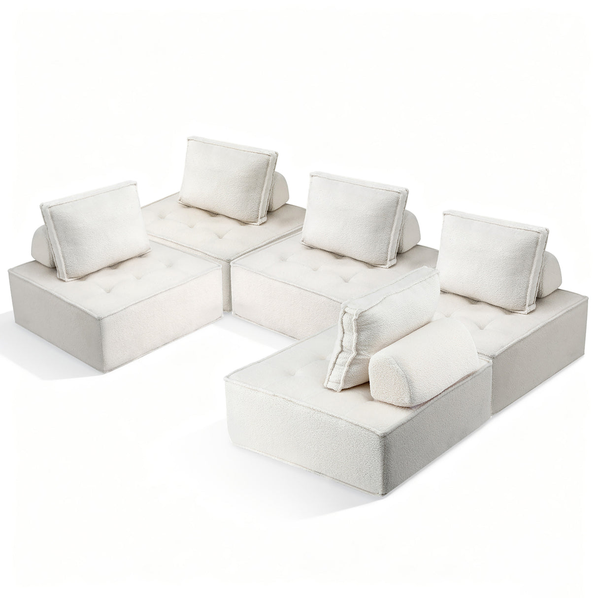 Motril 5 Seater Floor Sofa, White