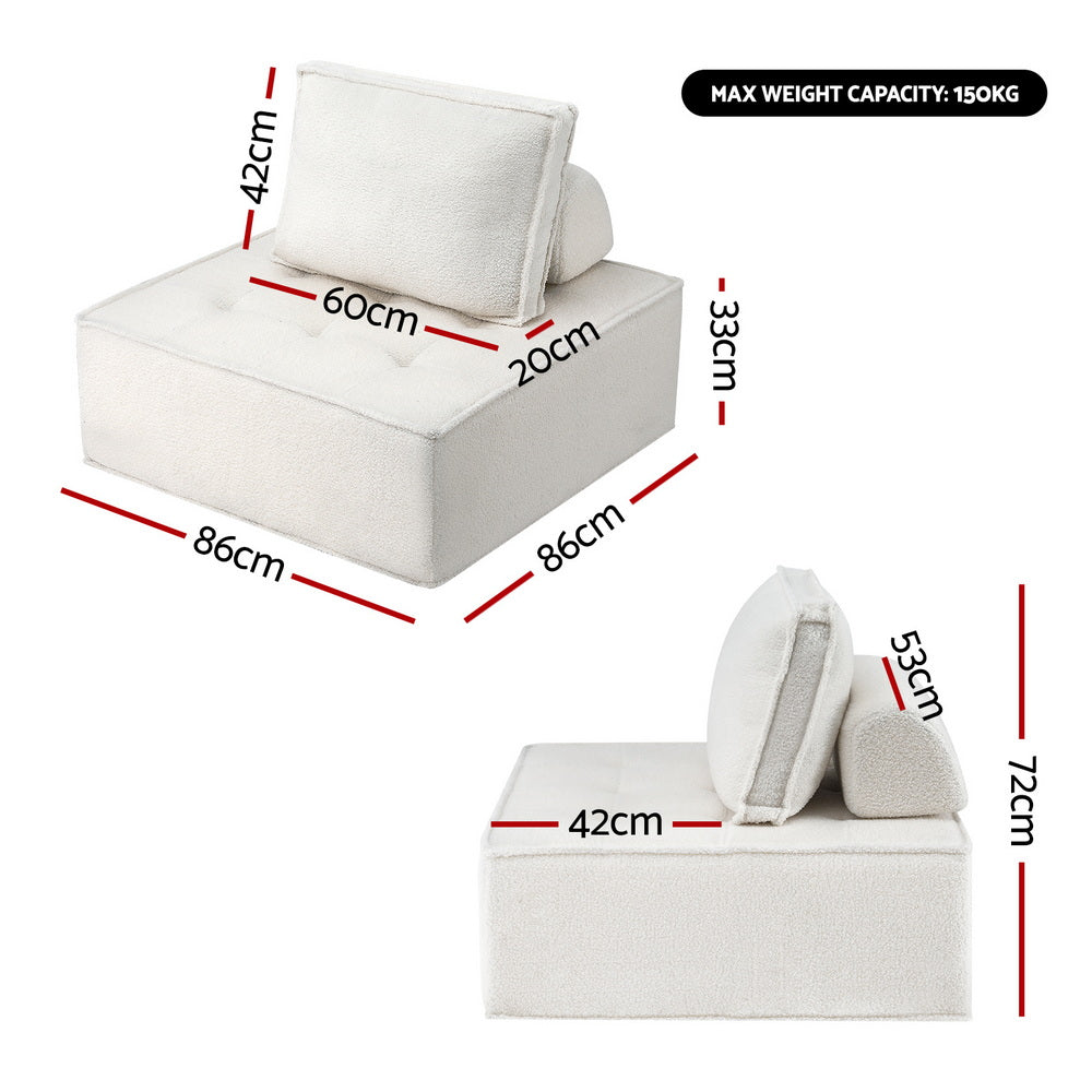 Motril 6 Seater Floor Sofa, White