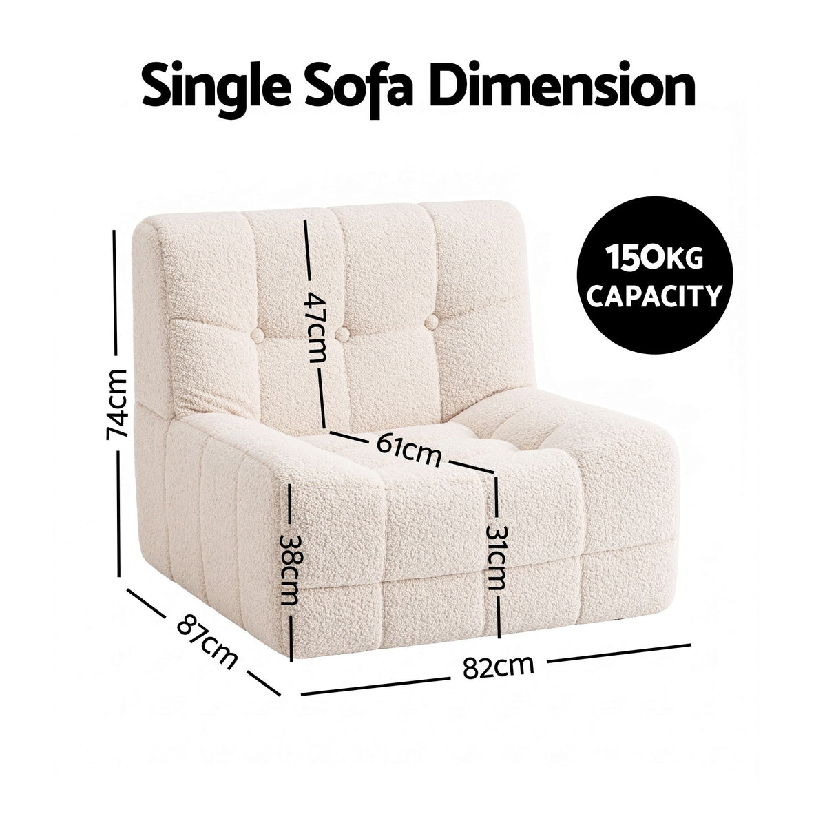 Roda 1 Seater Floor Sofa, White