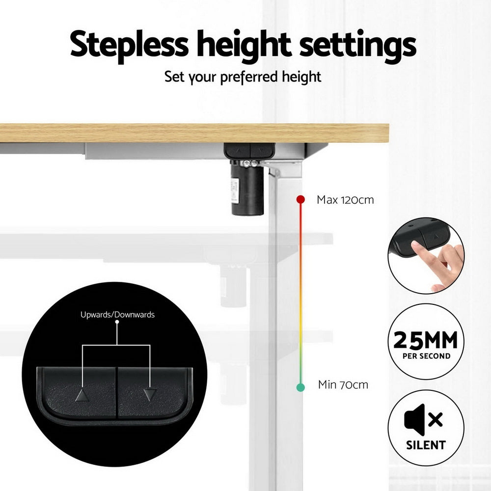 Kingston oak electric standing desk with walking pad in a home office