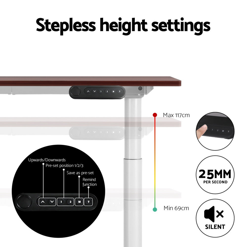 Deakin walnut electric standing desk with walking pad in a home office