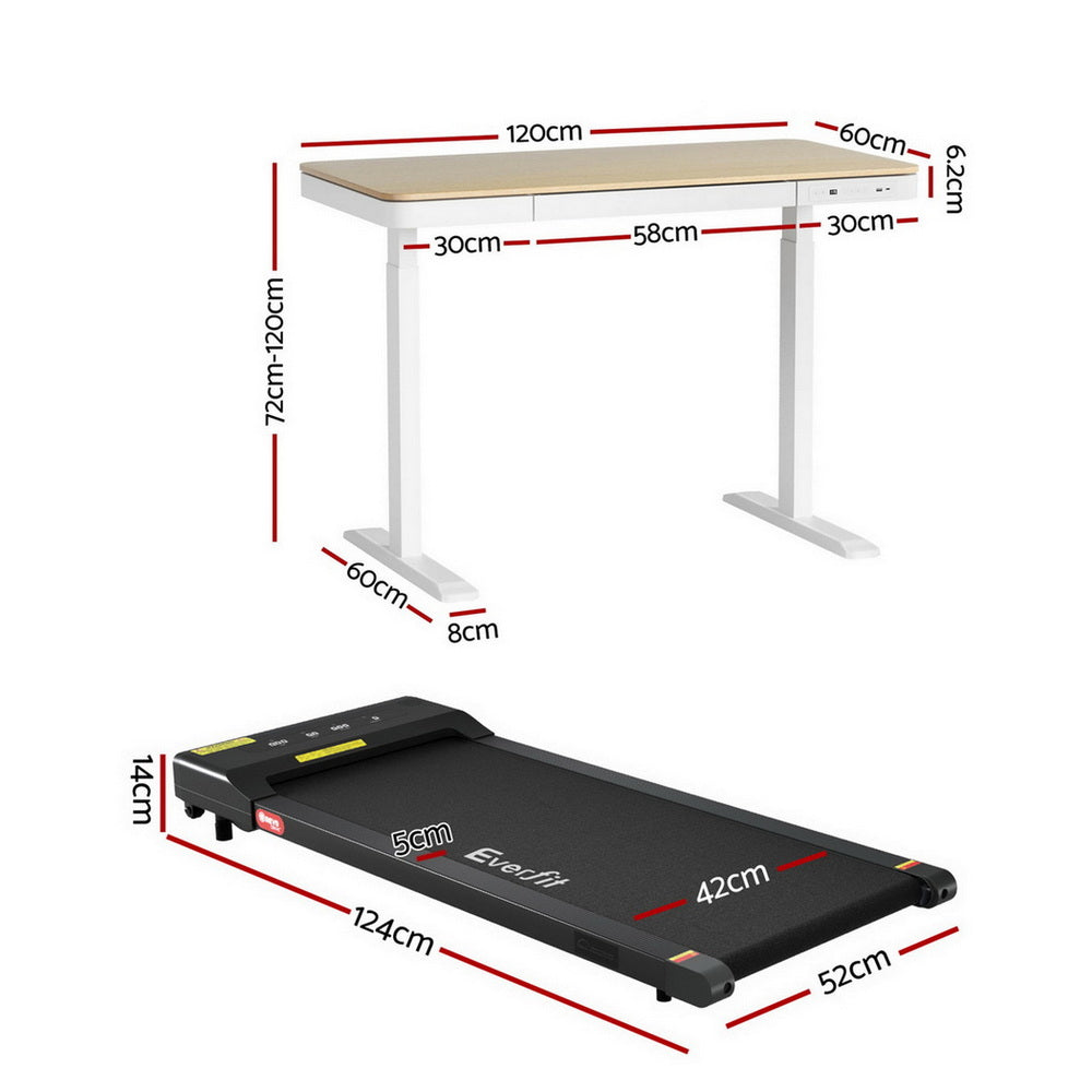 Amaroo Electric Standing Desk with Treadmill, Oak 120cm 400mm Belt
