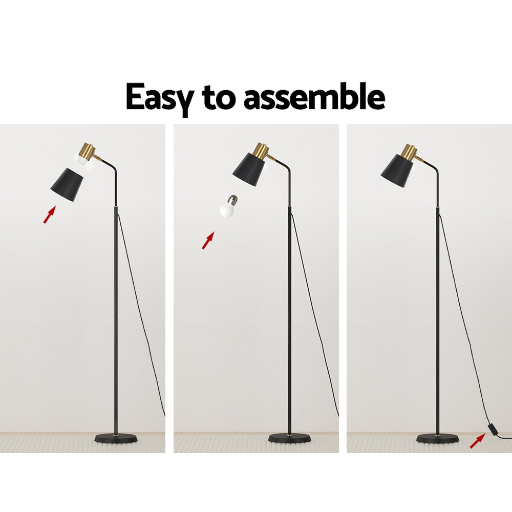 Modern black floor lamp with metal stand
