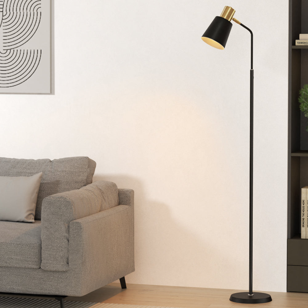 Modern black floor lamp with metal stand