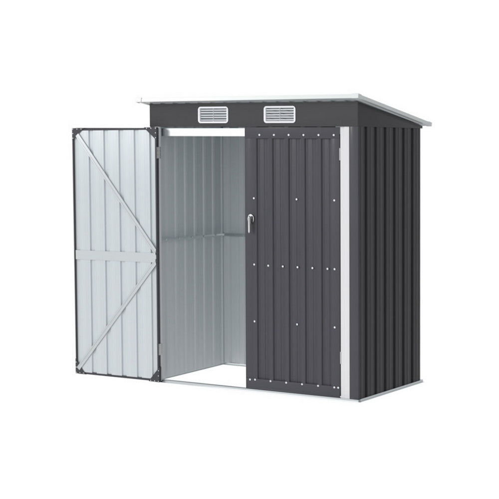 Garden Shed 1.62 x 1M Galvanised Steel Outdoor Storage - Grey