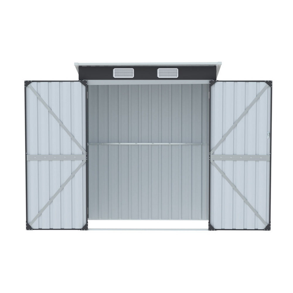 Garden Shed 1.62 x 1M Galvanised Steel Outdoor Storage - Grey