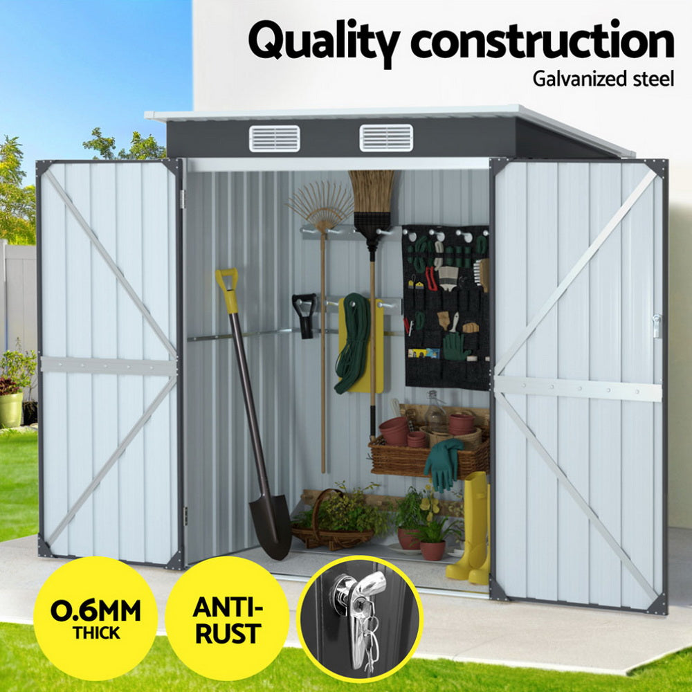 Garden Shed 1.62 x 1M Galvanised Steel Outdoor Storage - Grey
