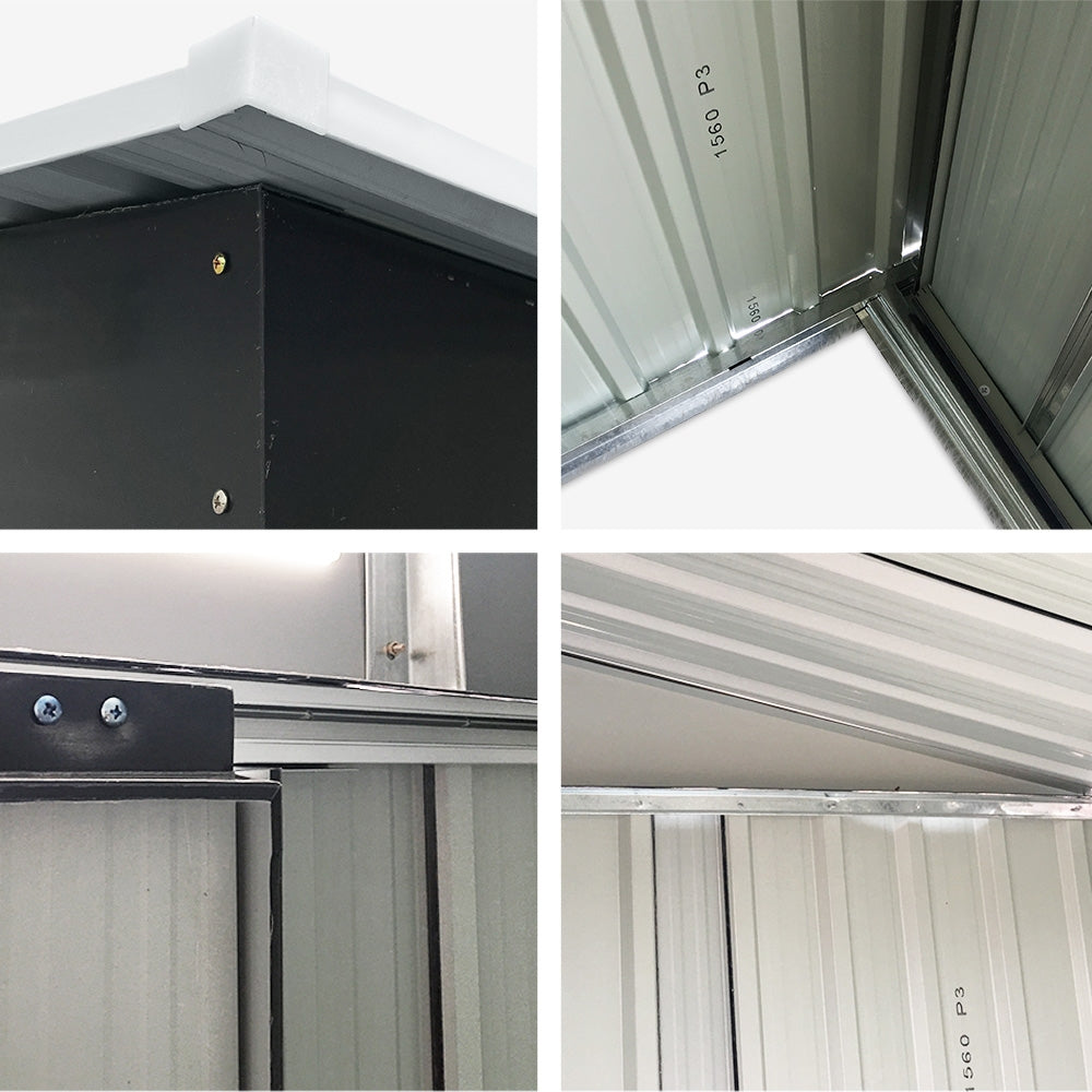 Garden Shed 1.62 x 0.86M Galvanised Steel with Sliding Door - Grey