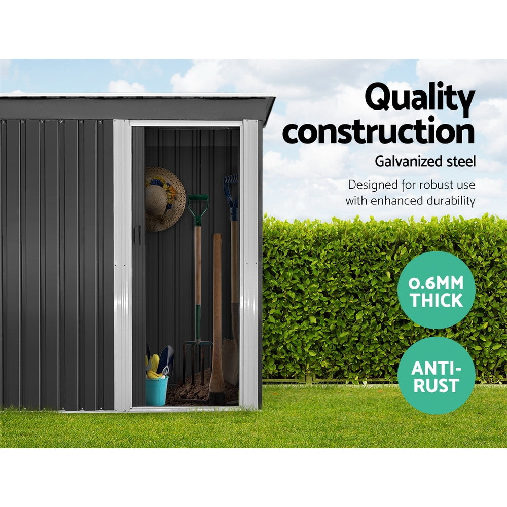 Garden Shed 1.62 x 0.86M Galvanised Steel with Sliding Door - Grey