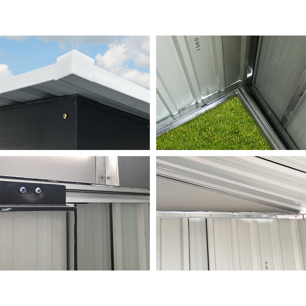 Garden Shed 1.62 x 0.86M Galvanised Steel with Sliding Door - Grey