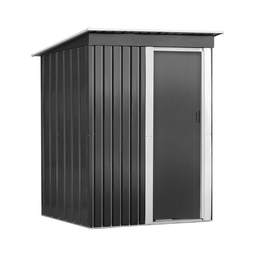 Garden Shed 1.62 x 0.86M Galvanised Steel with Sliding Door - Grey