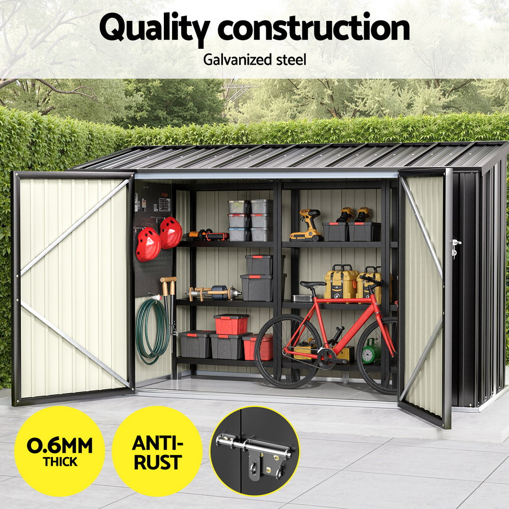 Grey steel bike storage shed, 2.22 x 0.91m (view 4)