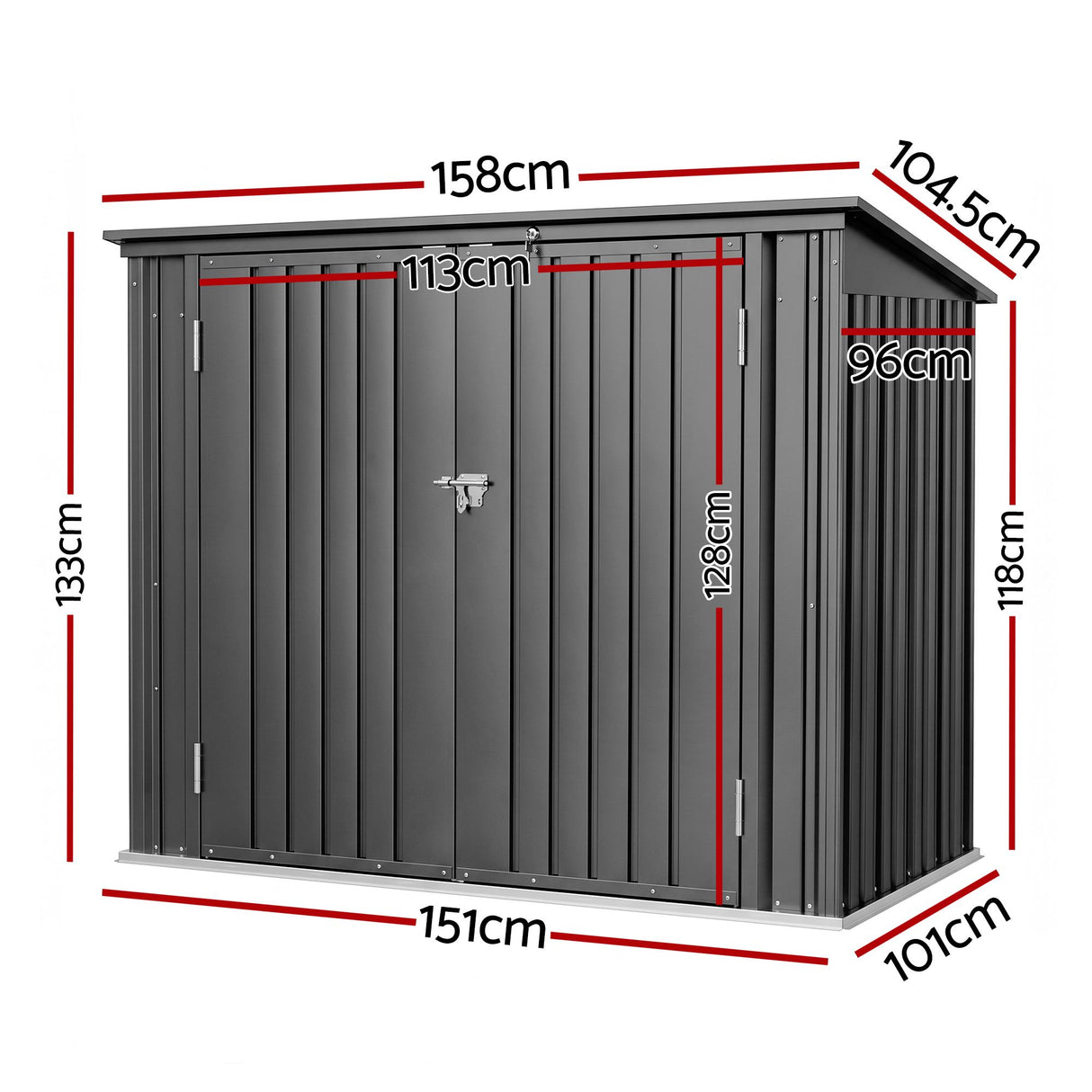 Grey steel wheelie bin storage enclosure with gas struts (view 2)