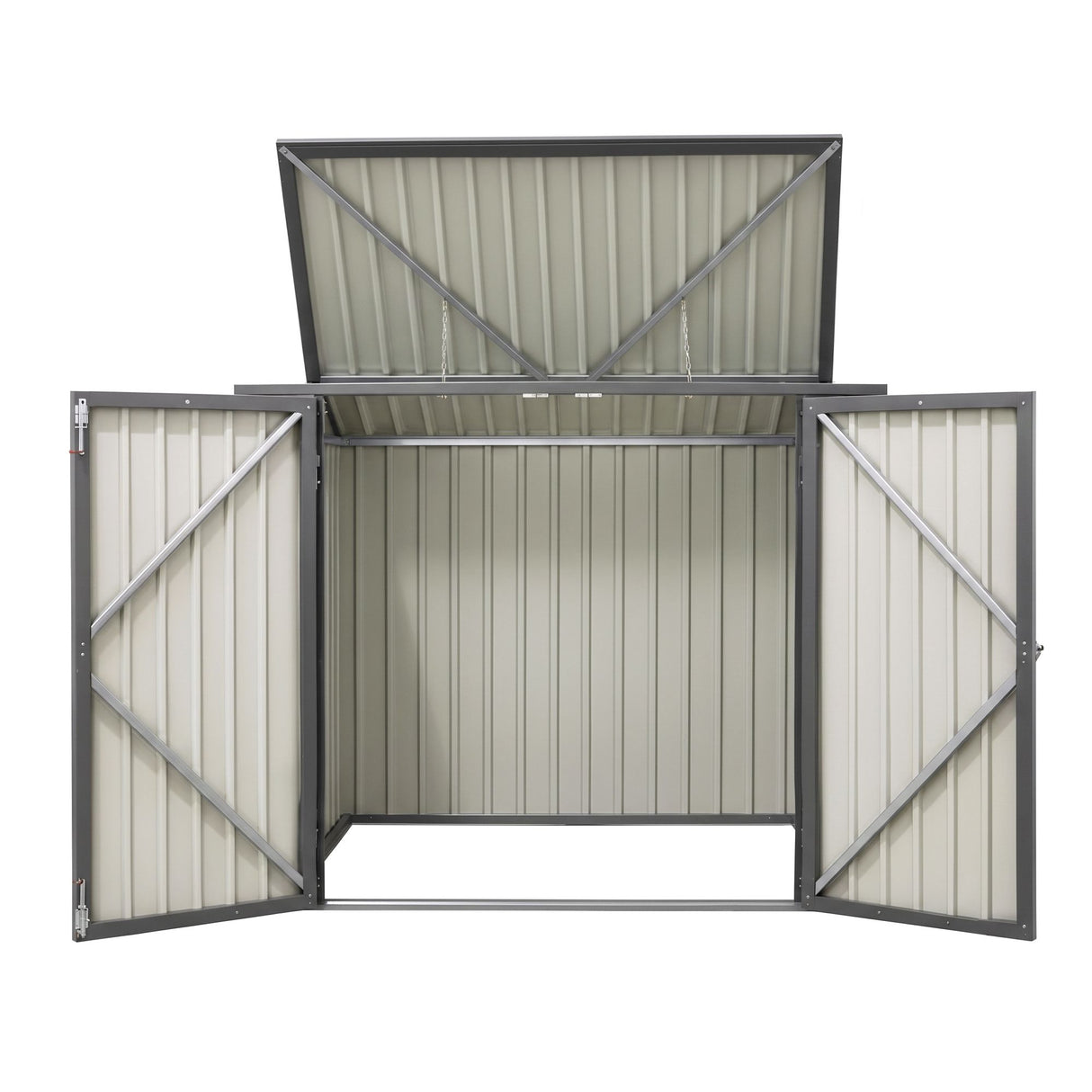 Grey steel wheelie bin storage enclosure with gas struts (view 3)