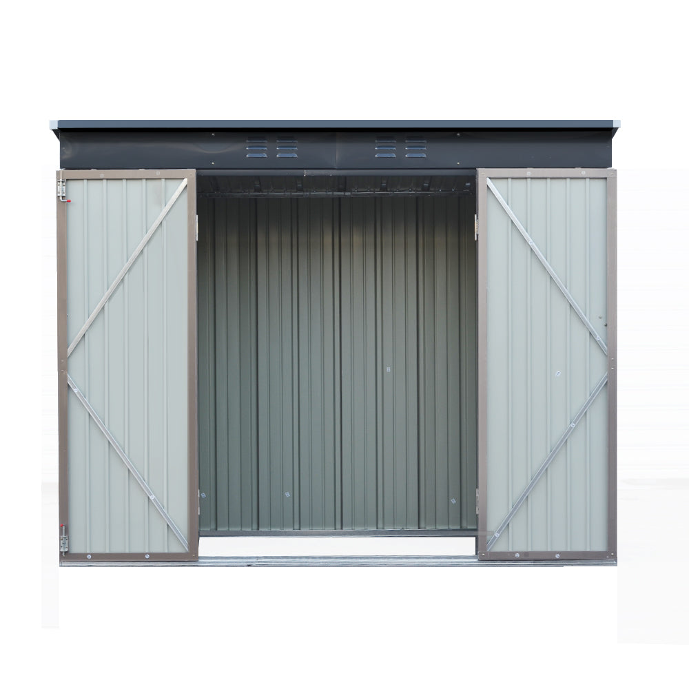 Garden Shed 2.31 x 1.31M Galvanised Steel with Double Doors - Brown