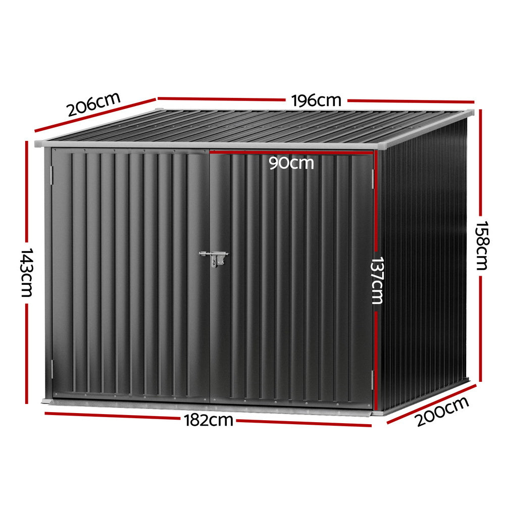 Black metal garden shed 2.06 x 1.96m (view 2)