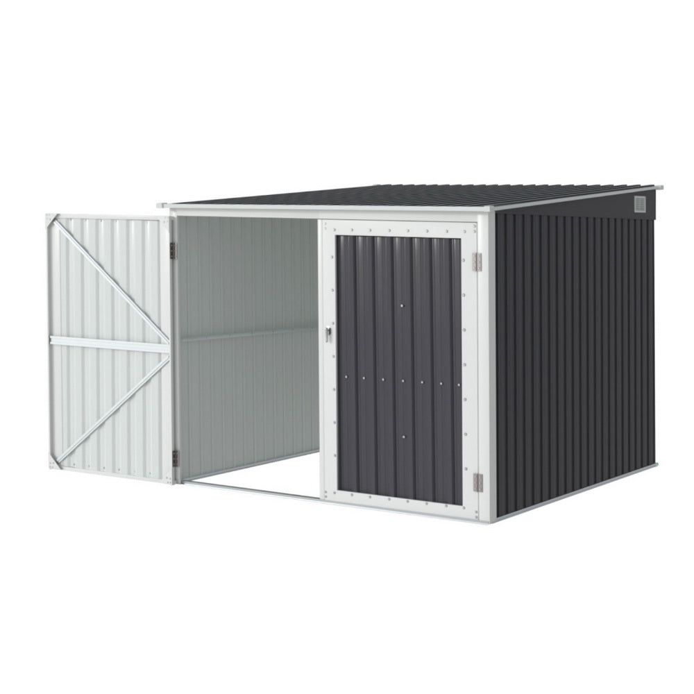 Garden Shed 2.06 x 2.03M Galvanised Steel with Double Doors - Grey