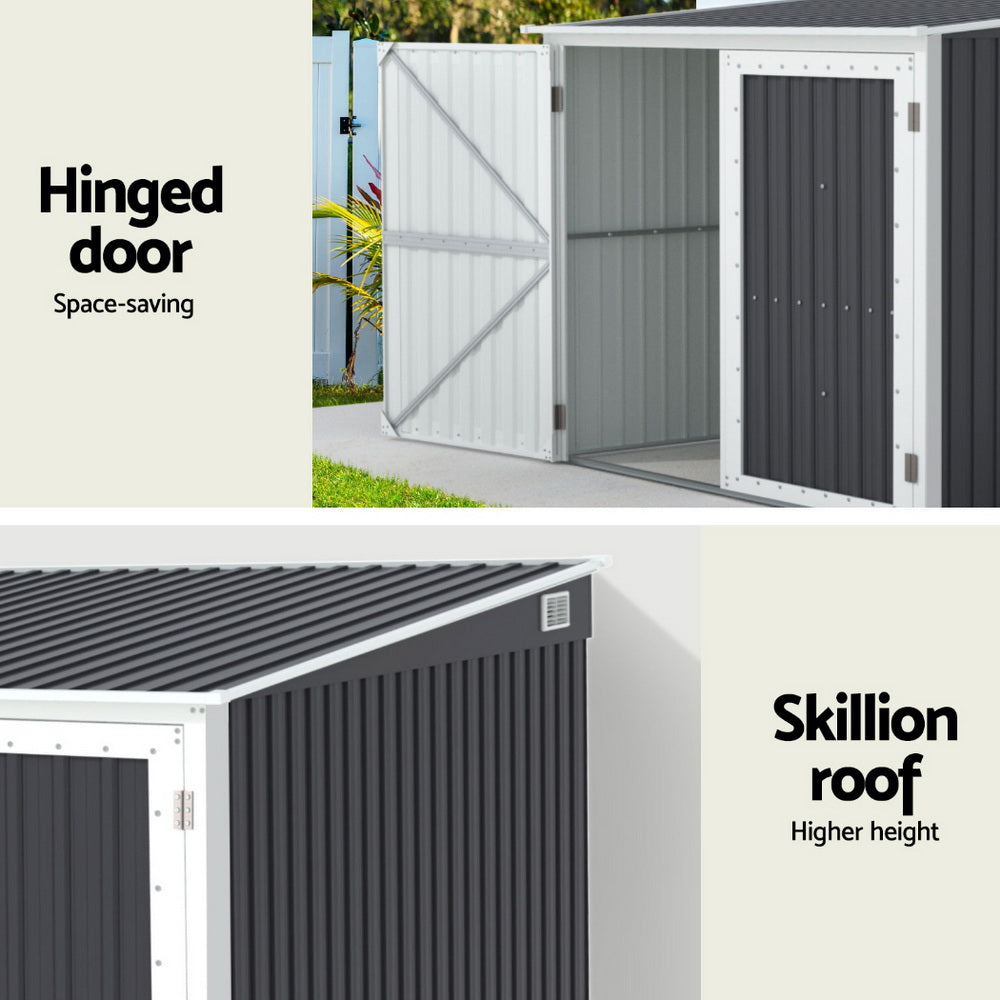 Garden Shed 2.06 x 2.03M Galvanised Steel with Double Doors - Grey