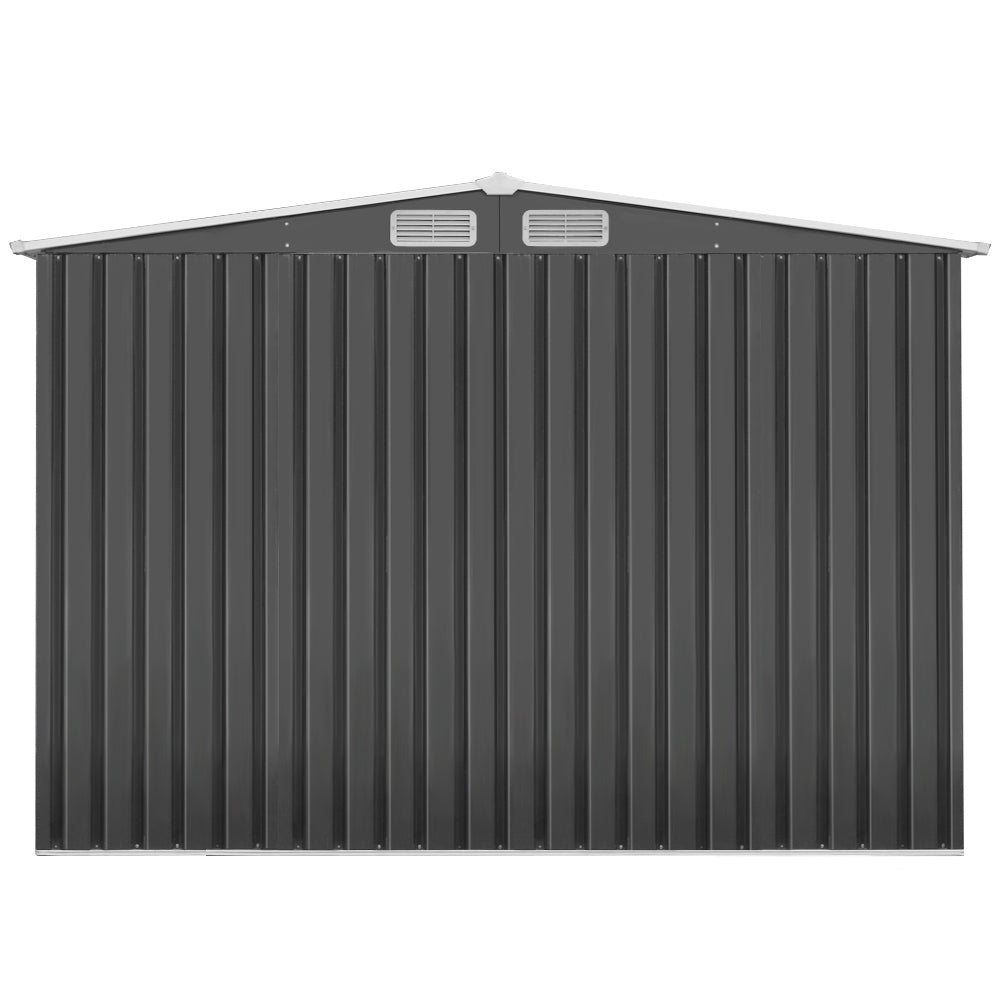 Grey metal garden shed with steel base, 2.58 x 3.14m (view 3)