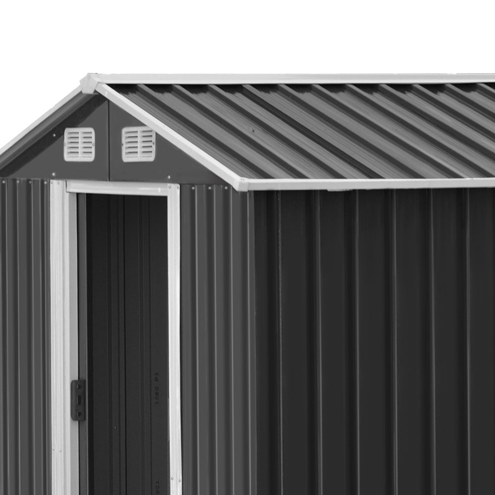 Grey metal garden shed with steel base, 2.58 x 3.14m (view 5)