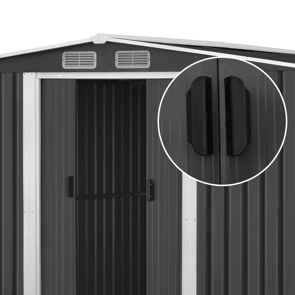 Grey metal garden shed with steel base, 2.6 x 3.89m (view 4)