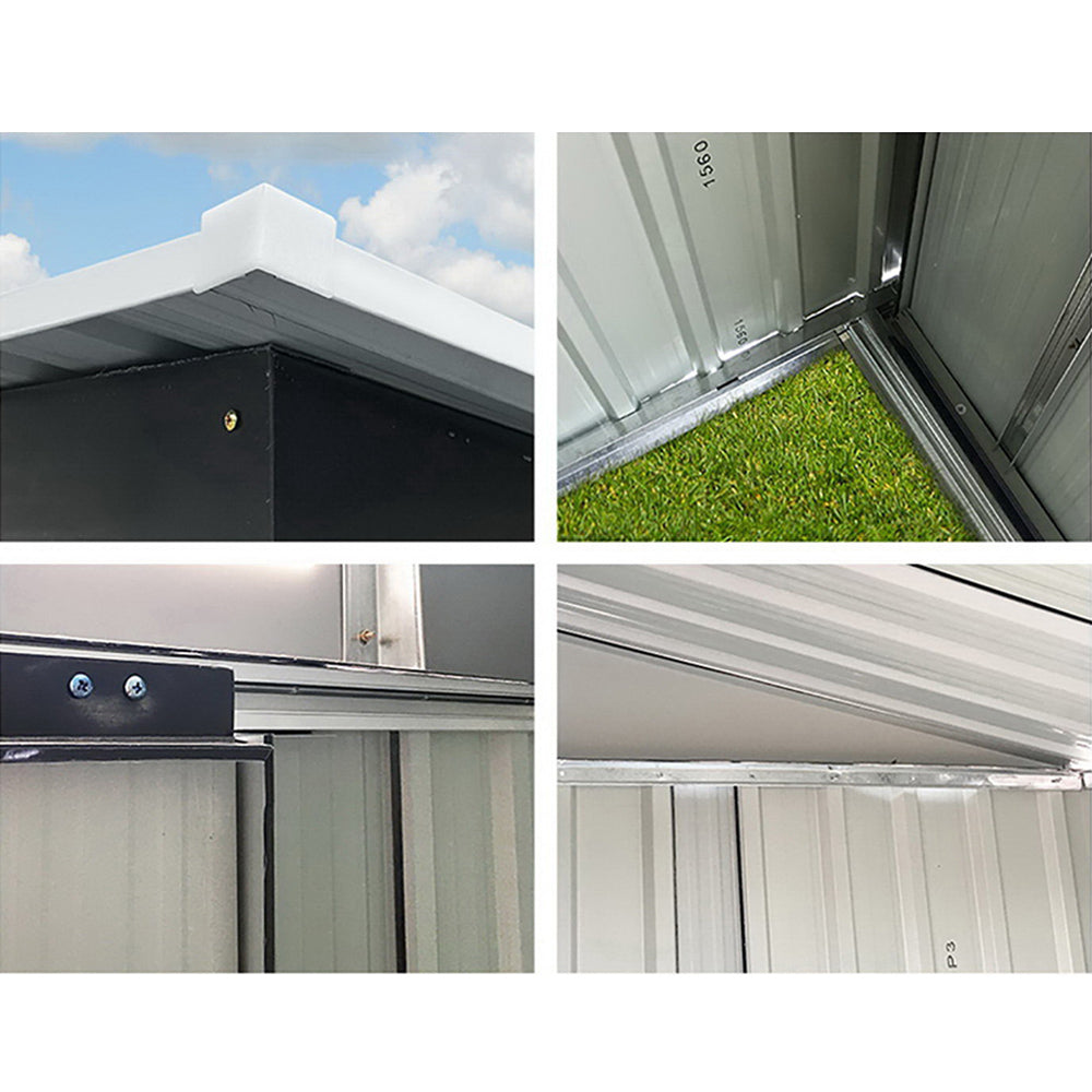 Garden Shed 1.96 x 1.32M Galvanised Steel with Sliding Doors - Grey