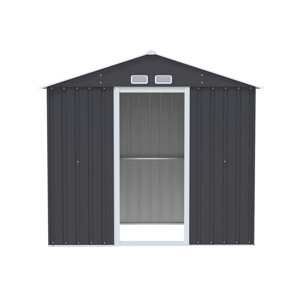 Garden Shed 2.15 x 1.3M Galvanised Steel with Sliding Doors - Grey