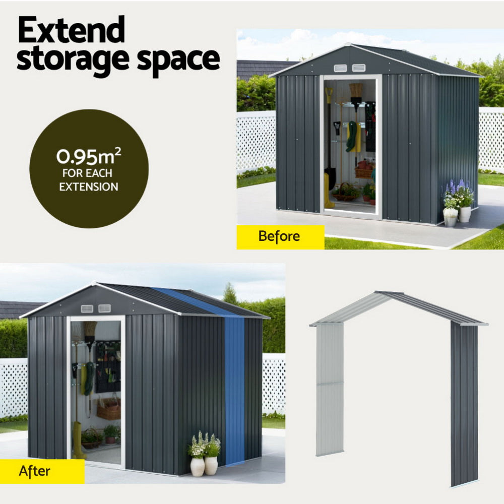 Garden Shed Extension Kit 2.15 x 0.44M Galvanised Steel - Grey