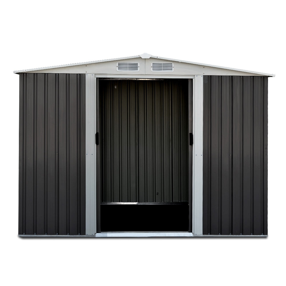 Grey metal garden shed 2.58 x 2.07m with sliding doors (view 3)