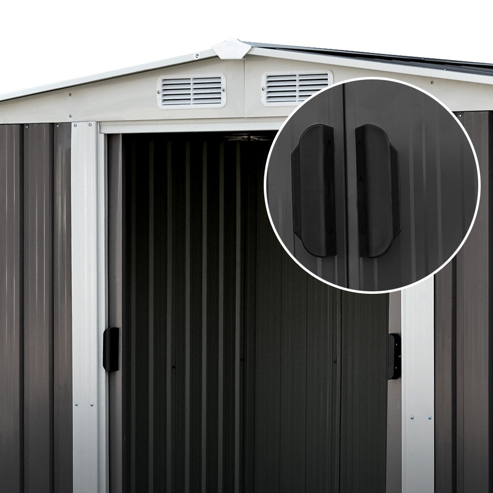 Grey metal garden shed 2.58 x 2.07m with sliding doors (view 5)
