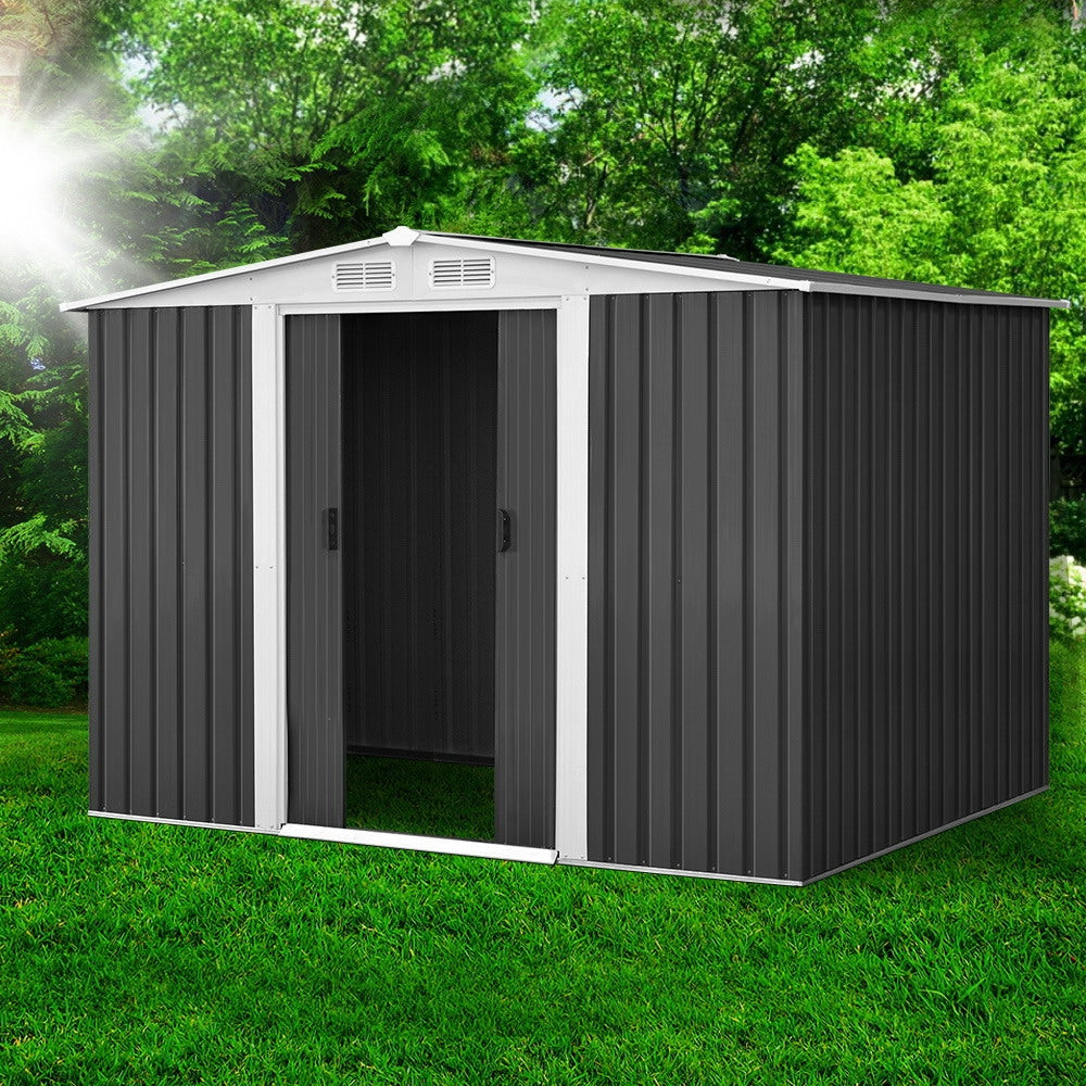 Grey metal garden shed 2.58 x 2.07m with sliding doors (view 7)