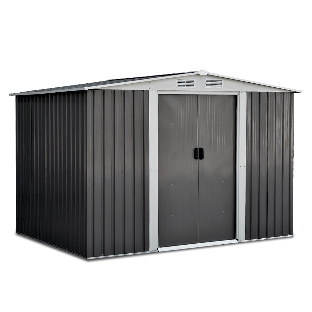 Grey metal garden shed 2.58 x 2.07m with sliding doors (view 8)