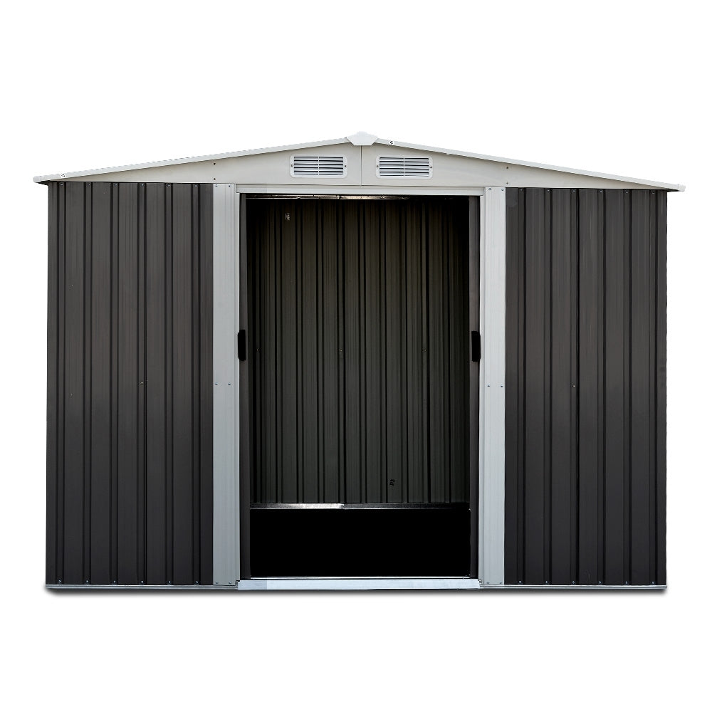 Grey metal garden shed with steel base, 2.58 x 2.07m (view 3)