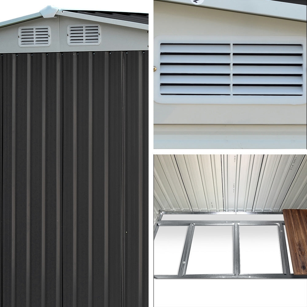 Grey metal garden shed with steel base, 2.58 x 2.07m (view 6)
