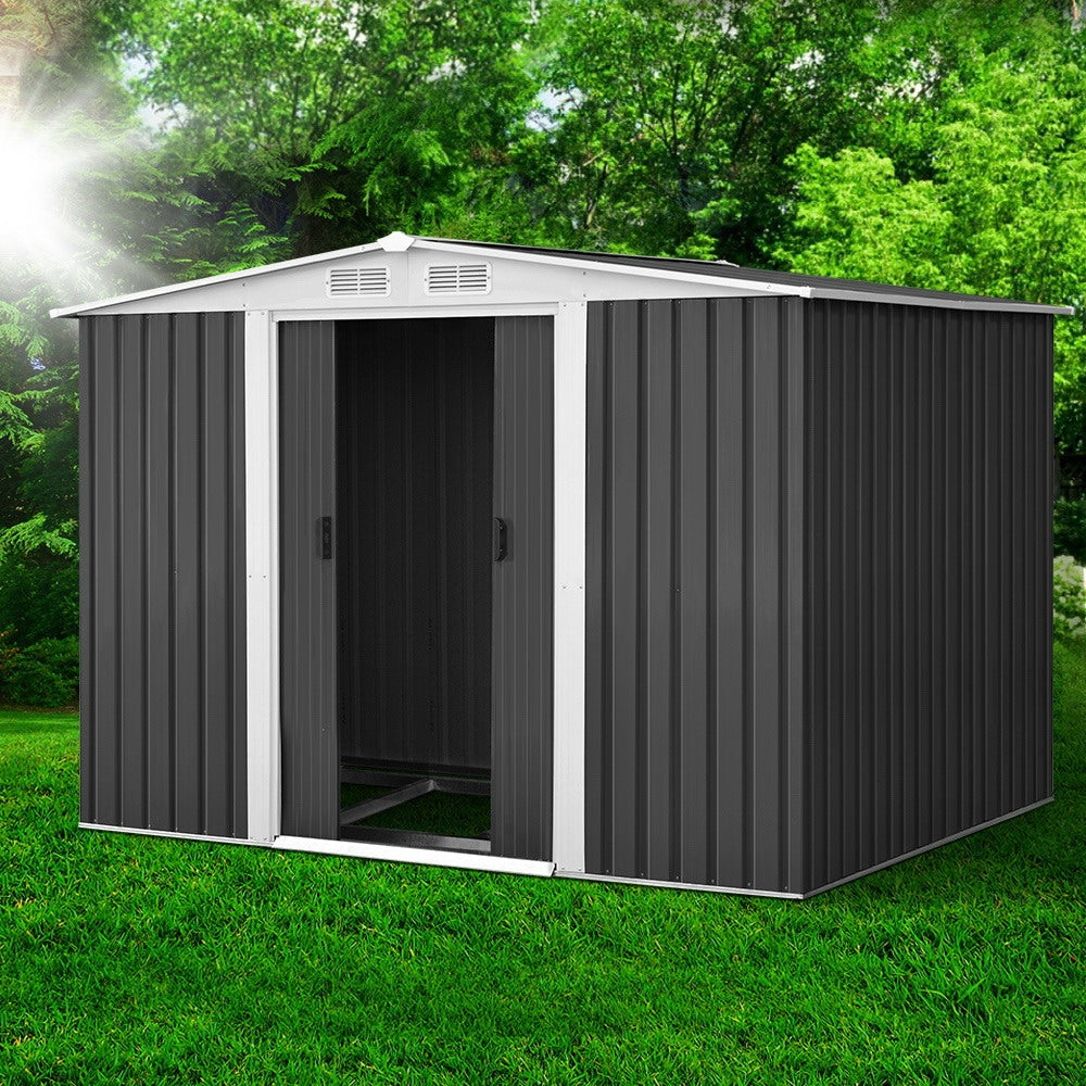Grey metal garden shed with steel base, 2.58 x 2.07m (view 7)