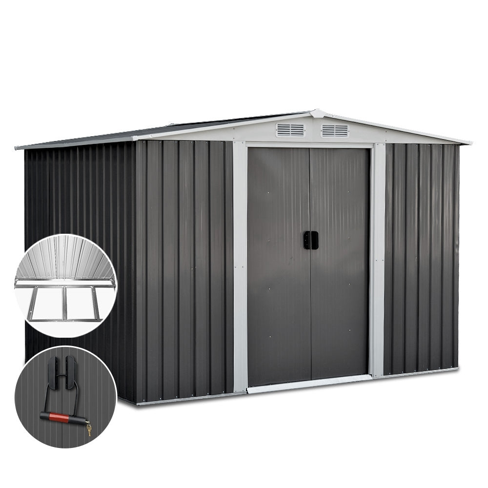 Grey metal garden shed with steel base, 2.58 x 2.07m (view 8)