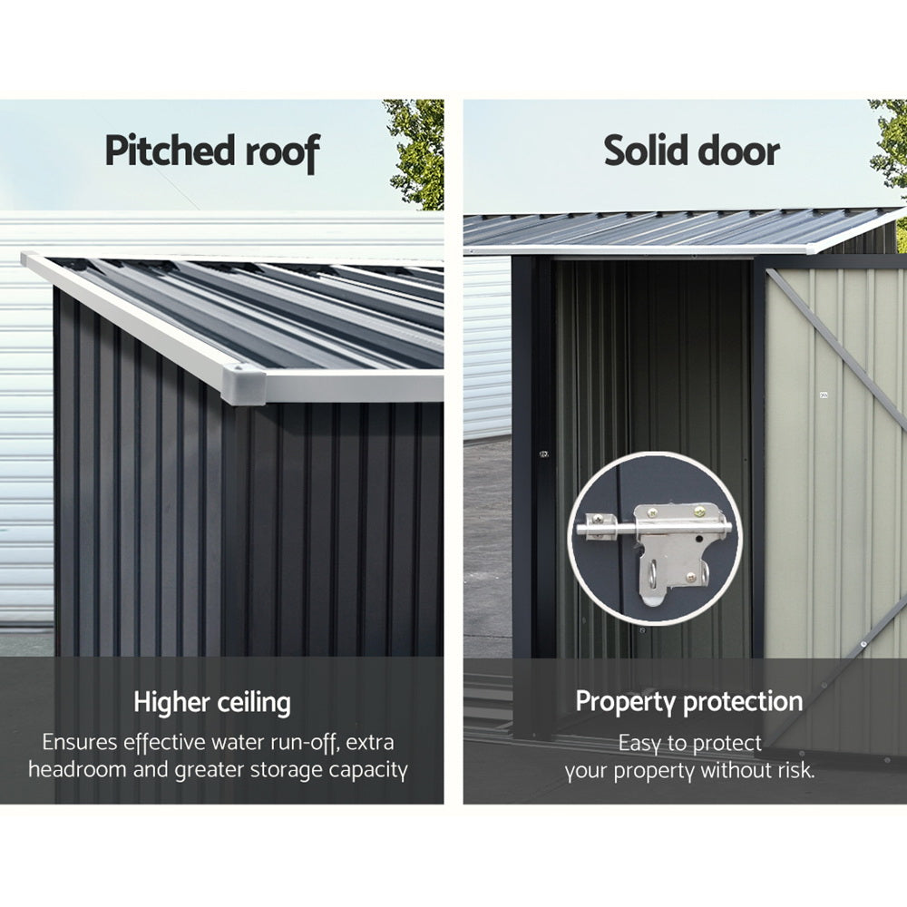 Garden Shed 2.49 x 1.04M Galvanised Steel 2-in-1 Log and Tool Store - Anthracite
