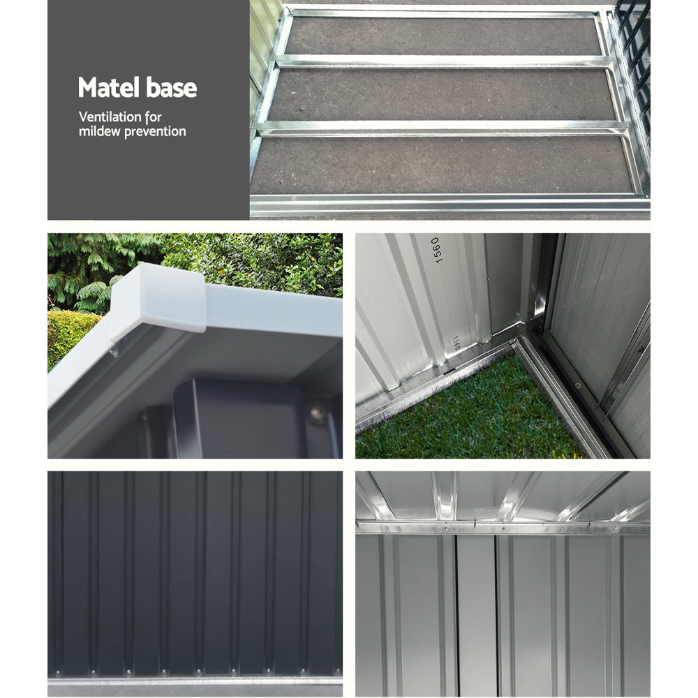 Garden Shed 2.49 x 1.04M Galvanised Steel 2-in-1 Log and Tool Store - Anthracite