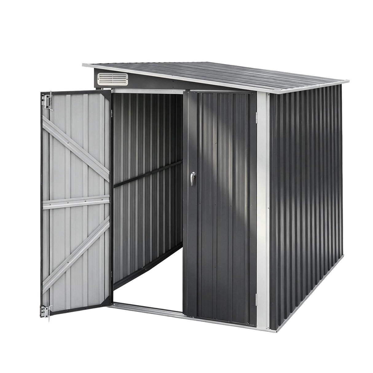 Grey lean-to metal garden shed, 118 x 238cm (view 3)