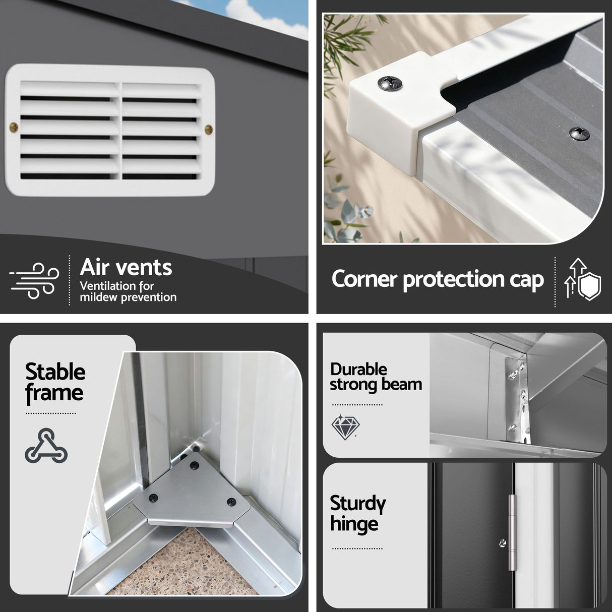 Grey lean-to metal garden shed, 118 x 238cm (view 7)