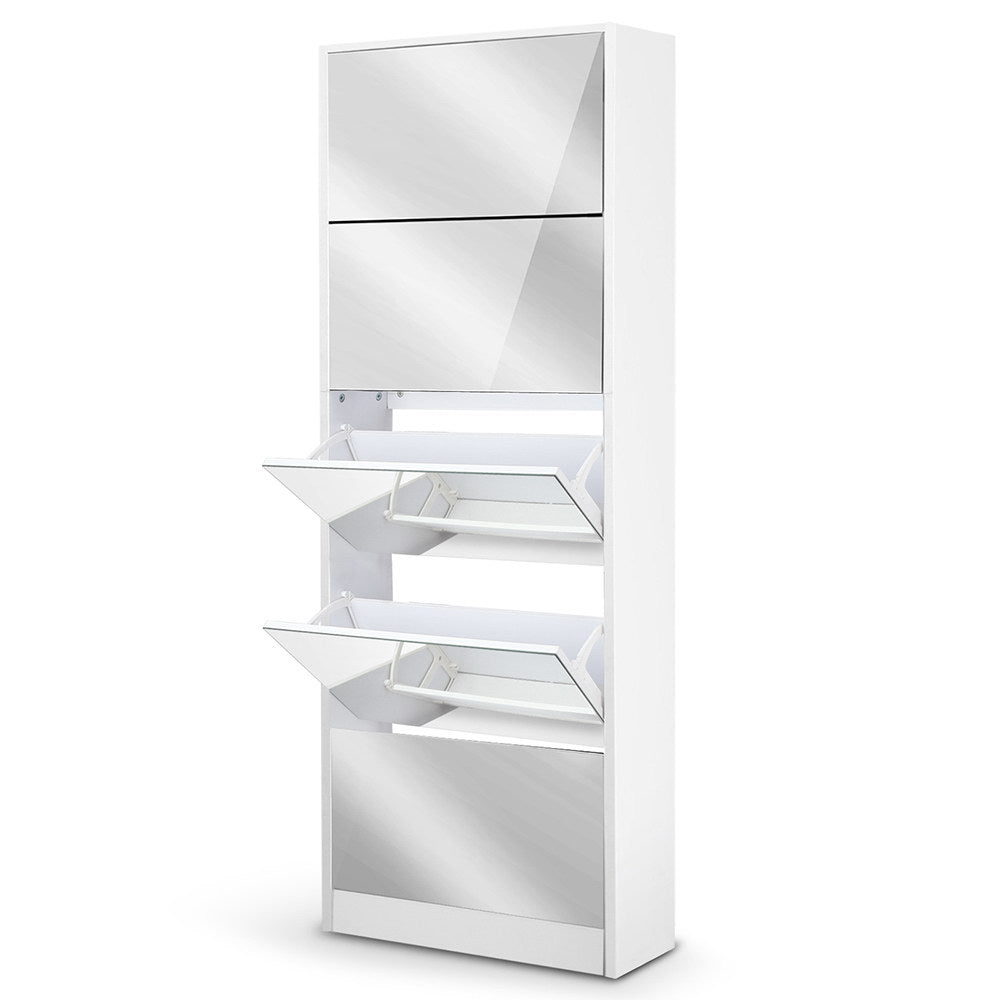 Glenorchy Full Length Mirror Shoe Cabinet, White image 2