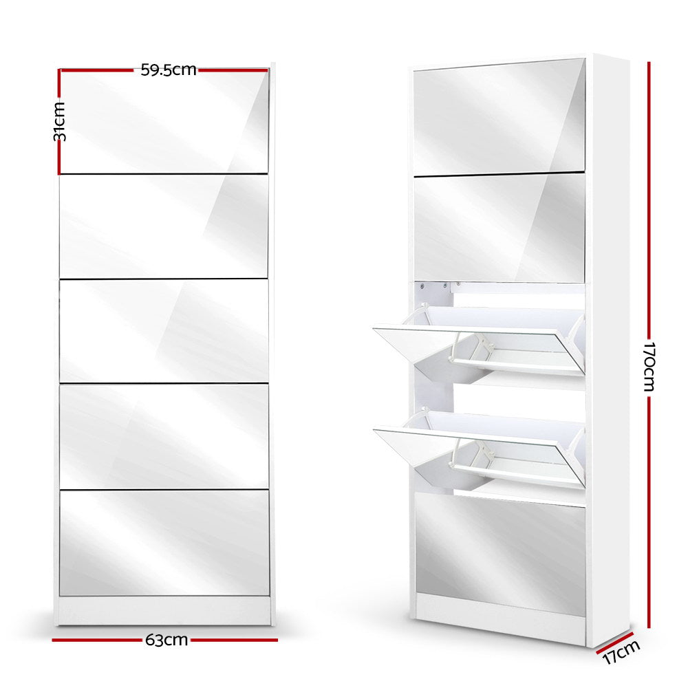 Glenorchy Full Length Mirror Shoe Cabinet, White image 3