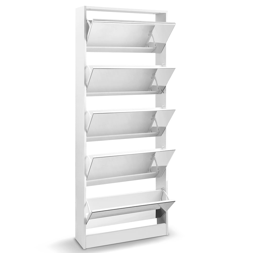 Glenorchy Full Length Mirror Shoe Cabinet, White image 4