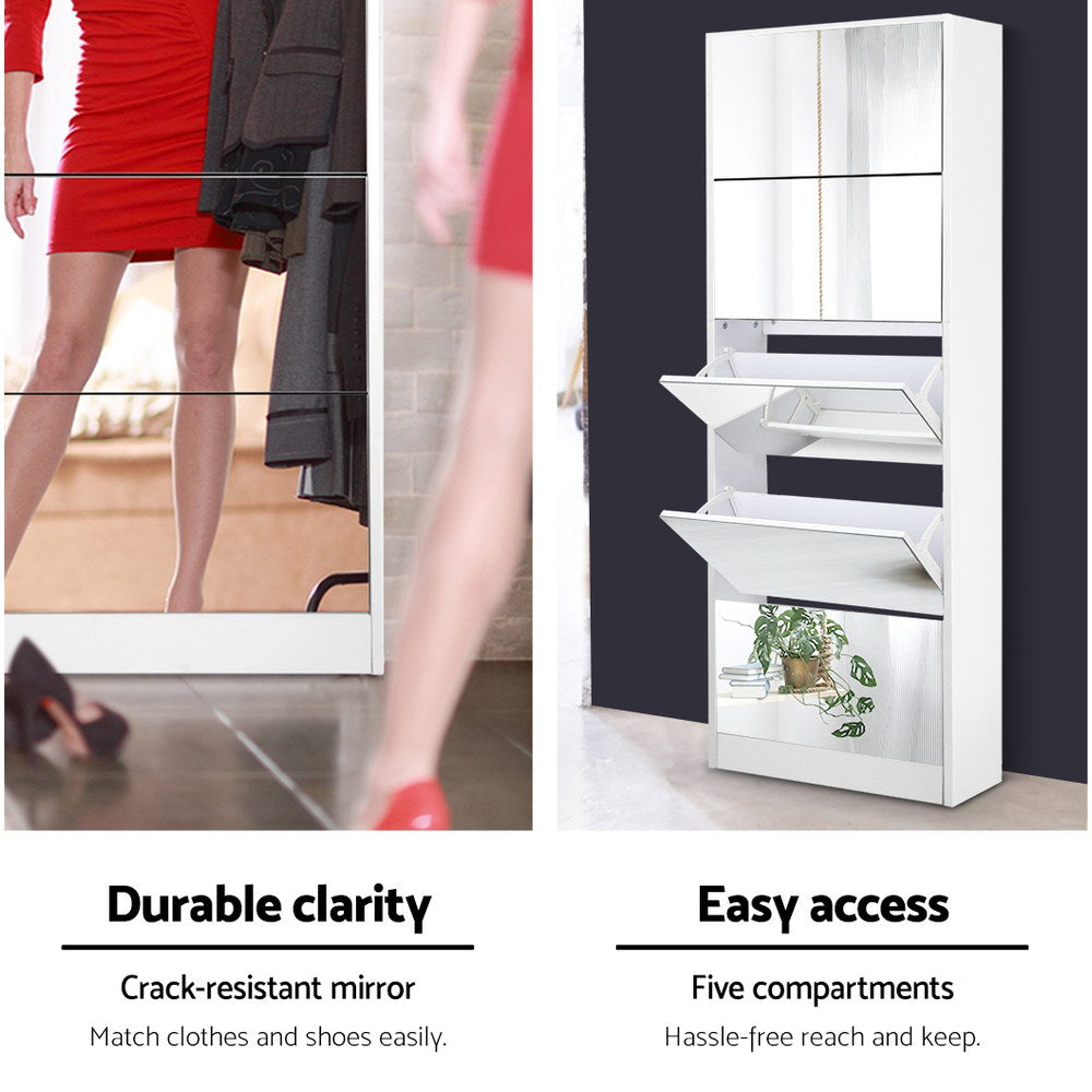 Glenorchy Full Length Mirror Shoe Cabinet, White image 5